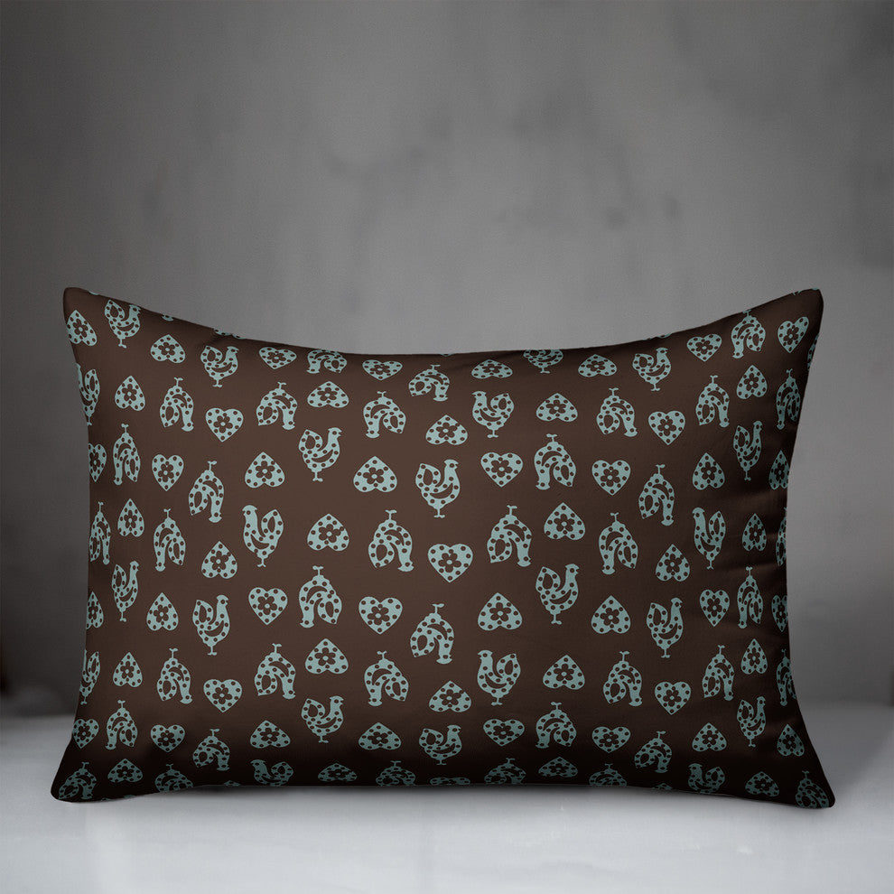 Gray Rooster Pattern Throw Pillow