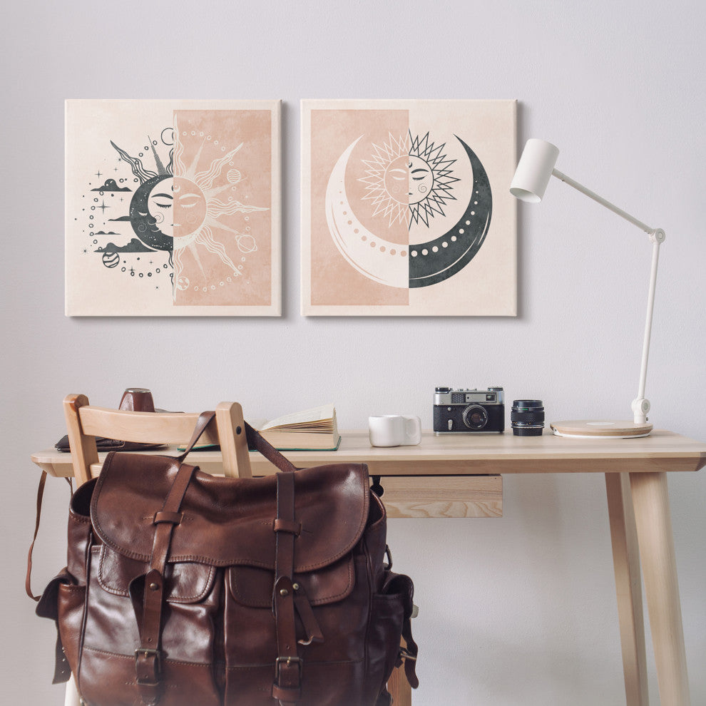 Celestial Sun Moon Stars Planets Astrology Motif, 2pc, each 24 x 24