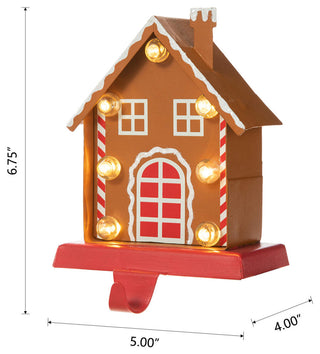 Marquee LED Metal Gingerbread Stocking Hangers, House