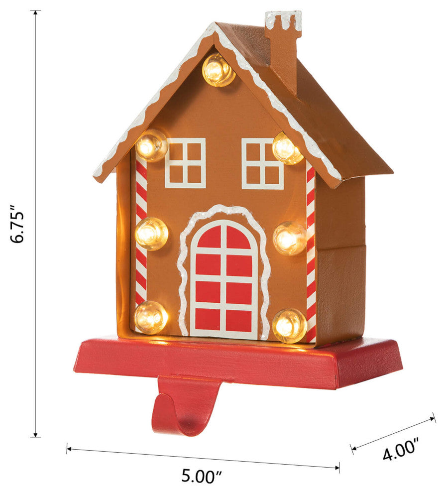 Marquee LED Metal Gingerbread Stocking Hangers, House