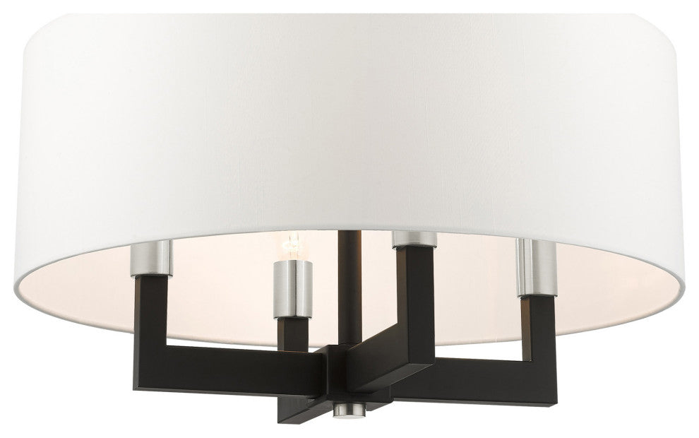 Livex Lighting Cresthaven 4 Light Black With Brushed Nickel Accents Chandelier