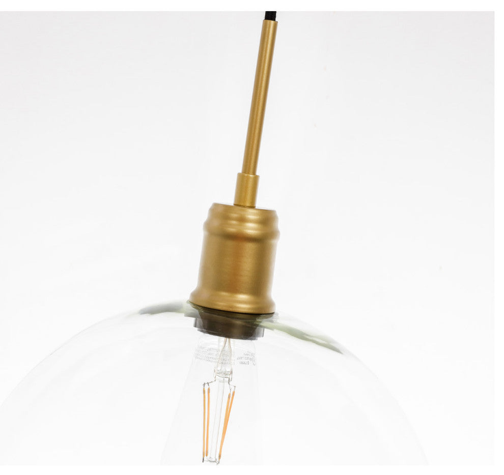 Living District Emett 1-Light Metal Pendant in Brass and Clear Glass