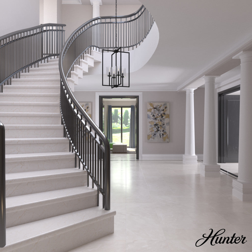 19" Kerrison Natural Iron, Clear Glass 4-Light Pendant