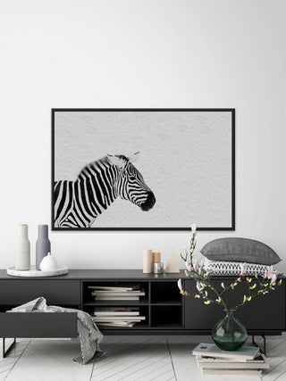 "Black and White Stripes" Floater Framed Painting Print on Canvas, 24"x16"
