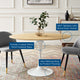 48" Dining Table, Oval, Natural Brown White, Metal, Modern, Hospitality