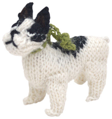 Hand-Knit French Bulldog Christmas Ornament