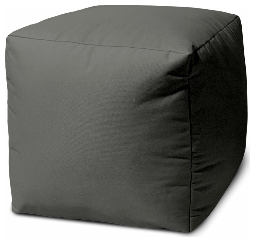 17  Cool Dark Gray Solid Color Indoor Outdoor Pouf Cover