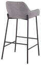 Daniella Industrial Fixed-Height Bar Stool, Black Metal/Gray Fabric, Set of 2