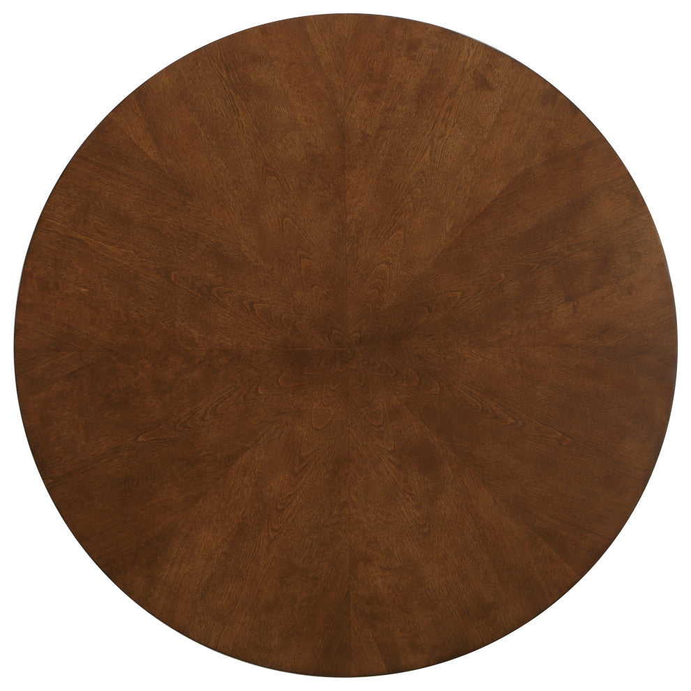 Bonito 5-Piece 47-in. Round Dining Set, Walnut Finish, Midnight Blue Faux Leather