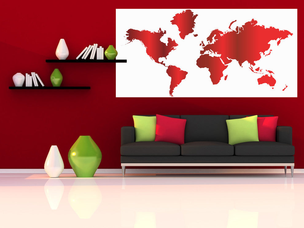 Studio Map Mural, Red Gradient, Peel and Stick, 1 Panel, 87"x42"