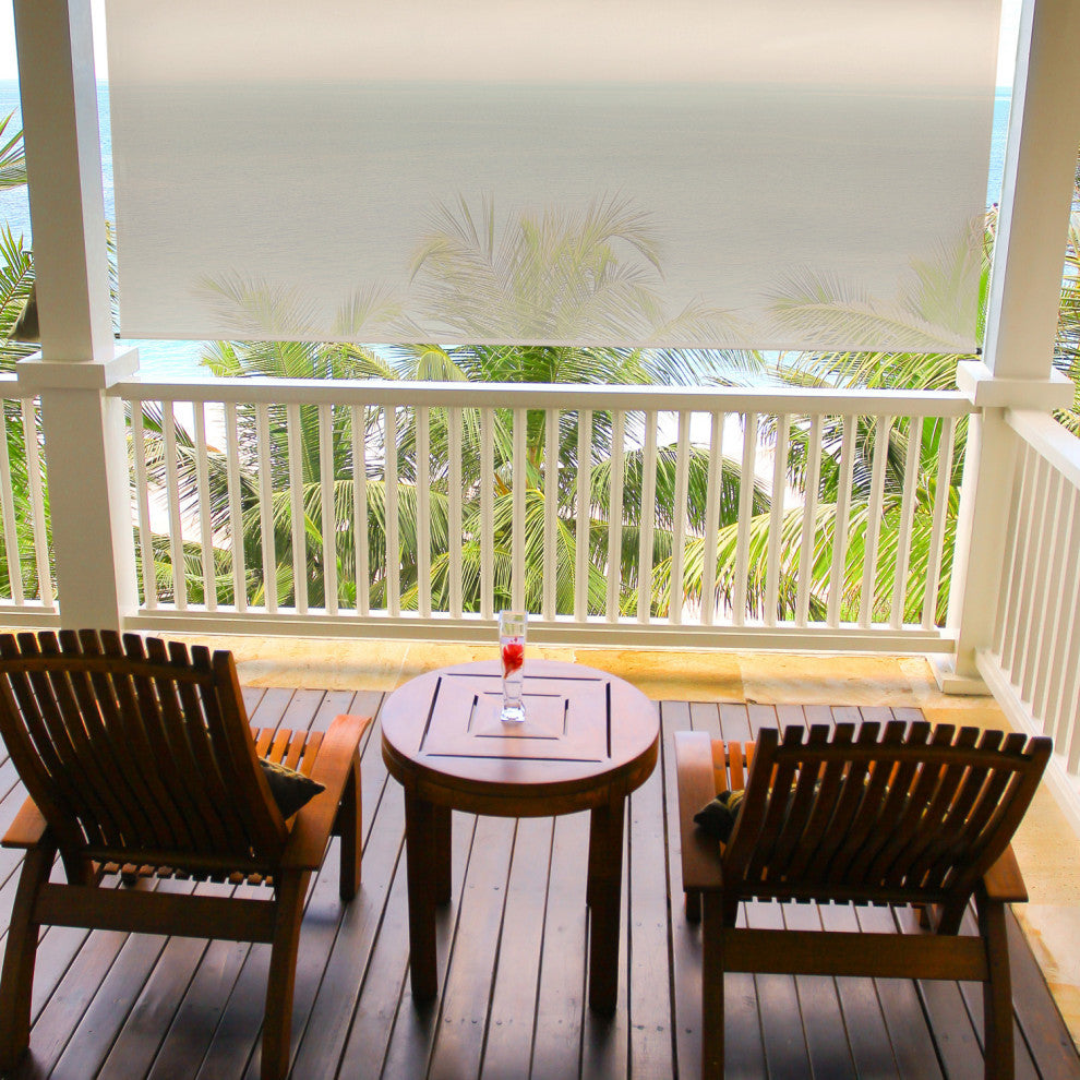 Supreme Rechargeable Motor Outdoor Sun Shade With Protective Valance, Chocolate