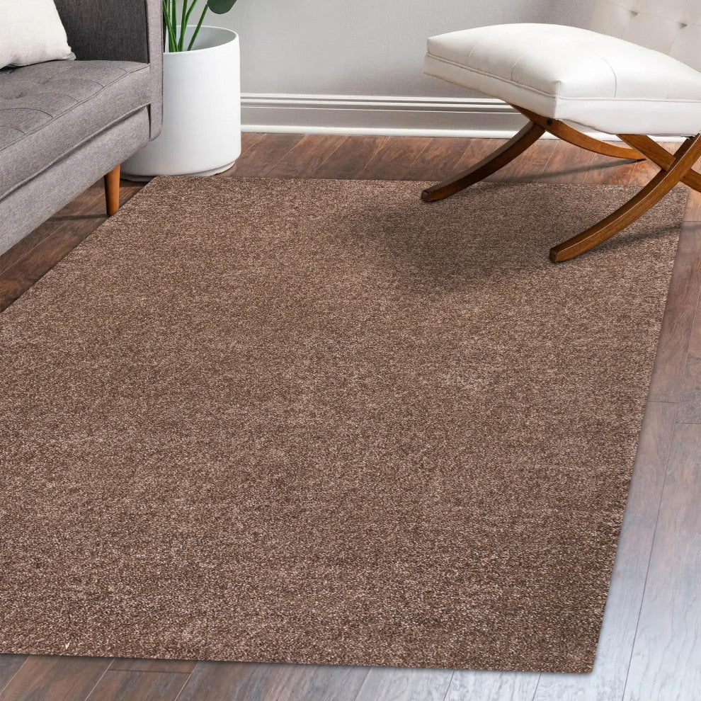 Haze Solid Low-Pile Brown 6 ft. x 9 ft. Area Rug