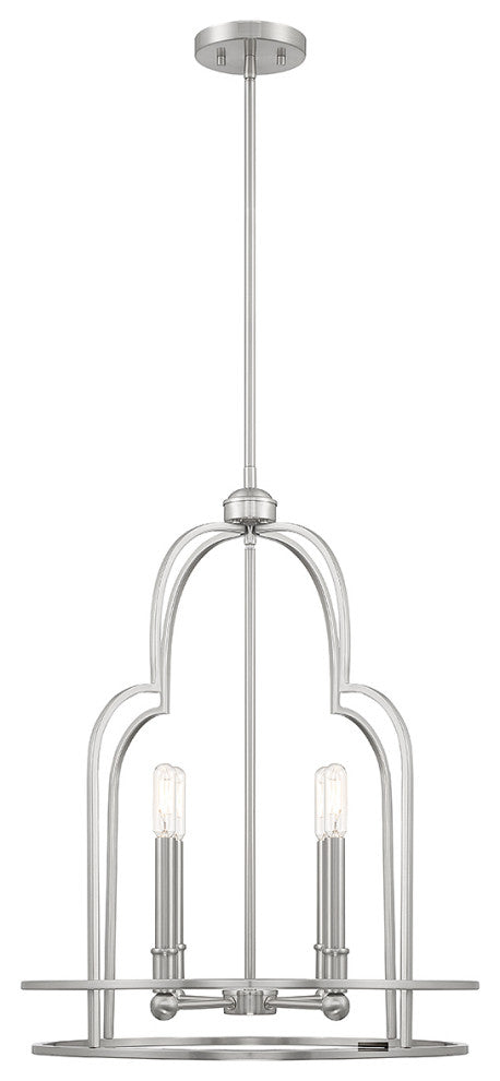 Diplomat 4-Light Pendant, Matte Black, Satin Nickel