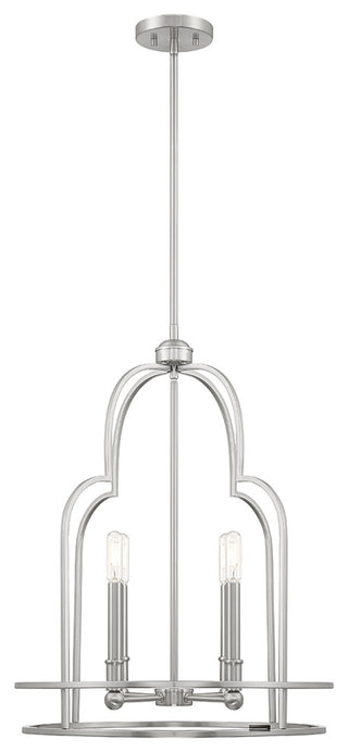 Diplomat 4-Light Pendant, Matte Black, Satin Nickel