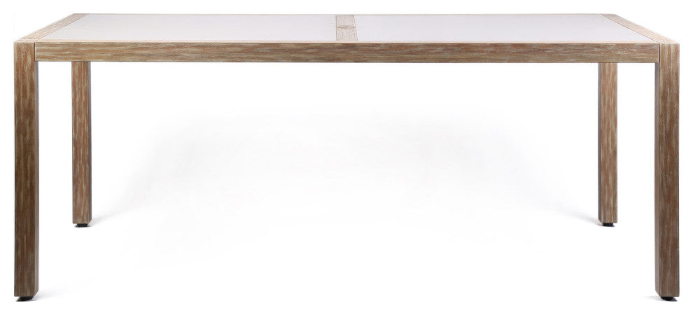 Sienna Outdoor Eucalyptus Dining Table with Teak Finish and Concrete Top
