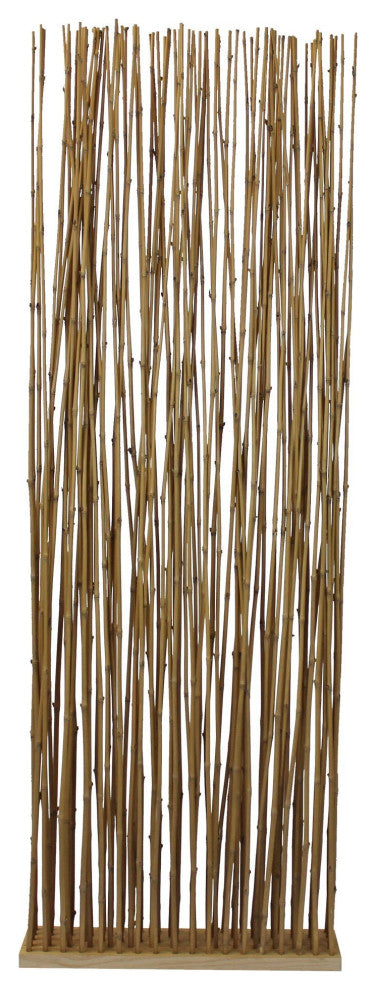 Benzara BM233454 78" Elongated Bamboo Branch Pattern Single Panel Screen, Brown