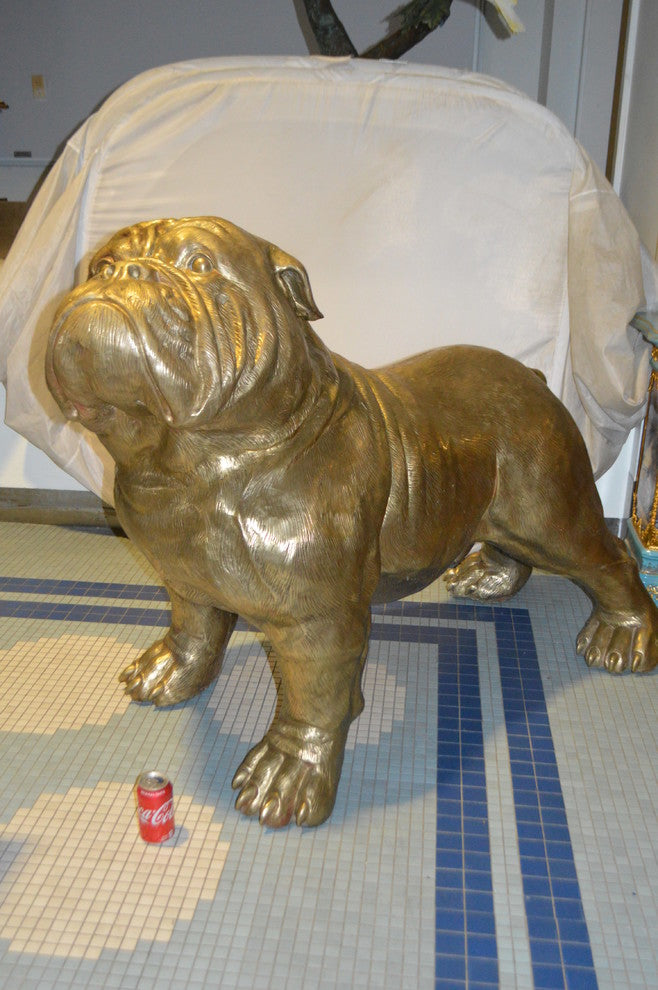 Gold Bulldog Giant Bronze Statue