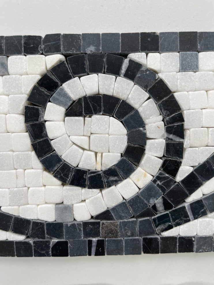 Marble Mosaic Border Listello Tile Garden Nero 4.7x20.5 Polished, 1 piece