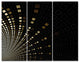 Gold Square Pixel Mosaic on Black, Abstract Art on Canvas, 36x28, 3 Panels