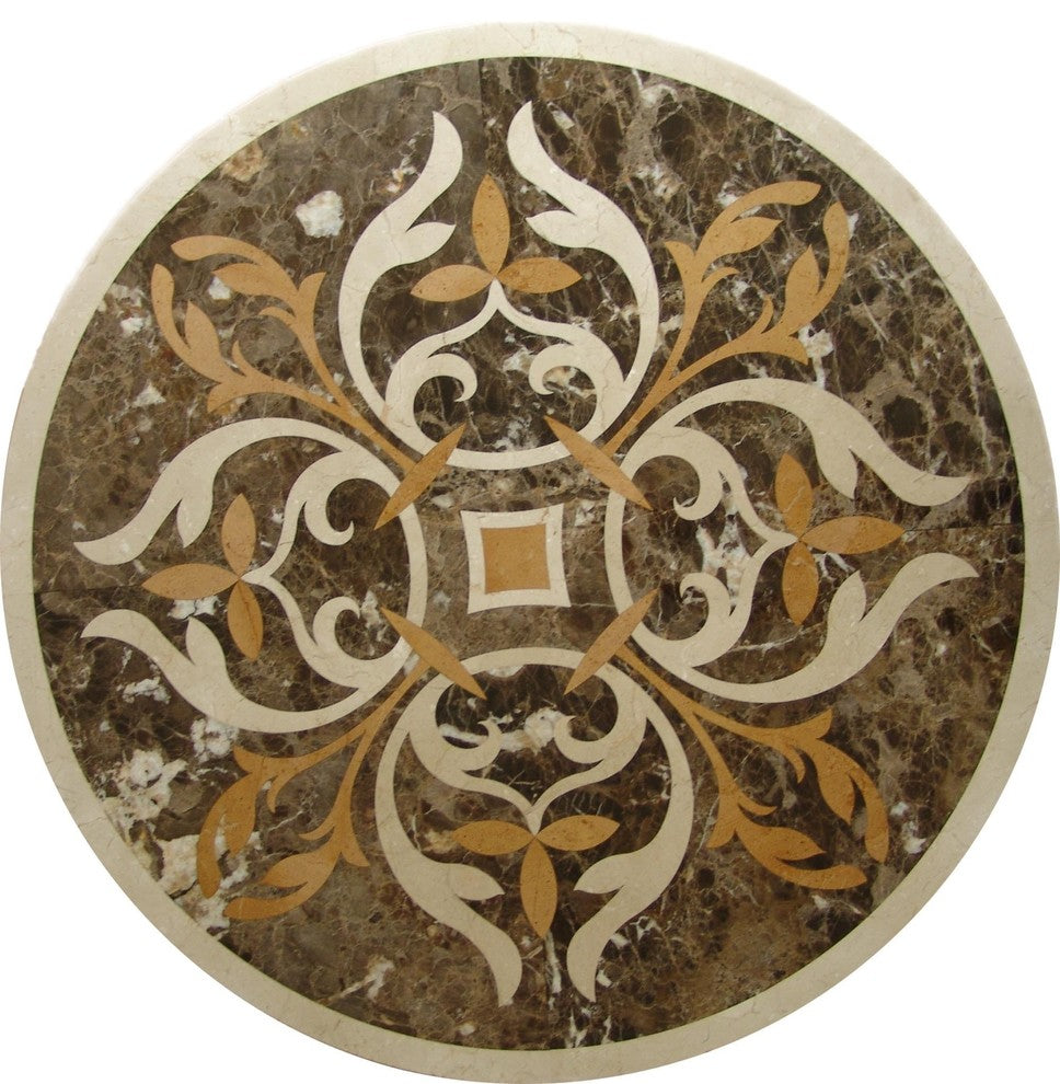 Water Jet Accent Medallion, Aurum Mosaic 72"x72"