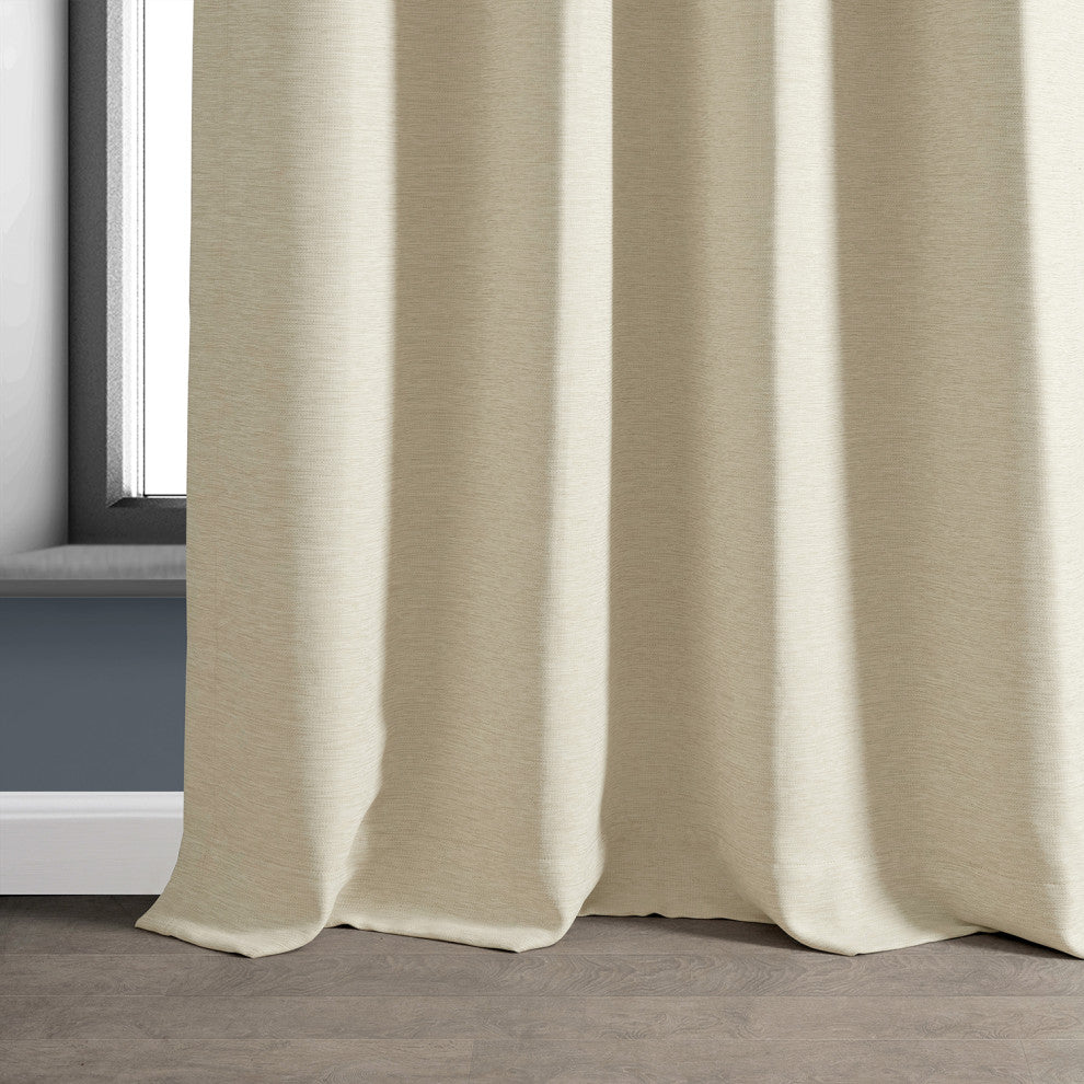 Oat Cream Bellino Grommet Blackout Room Darkening Curtain Single Panel, 50"x108"