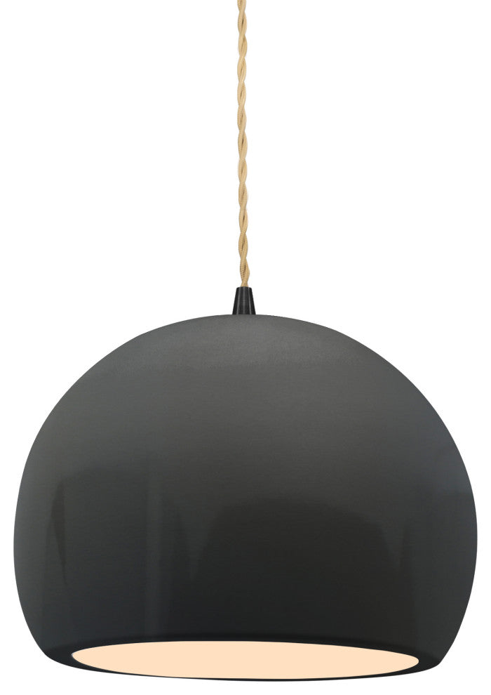 Radiance Small Globe 1-Pendant, Gloss Gray/Matte Black/Beige Twisted, LED
