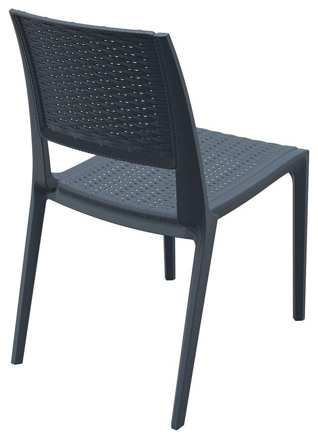 Verona Resin Wickerlook Dining Chair Dark Gray, Set of 2