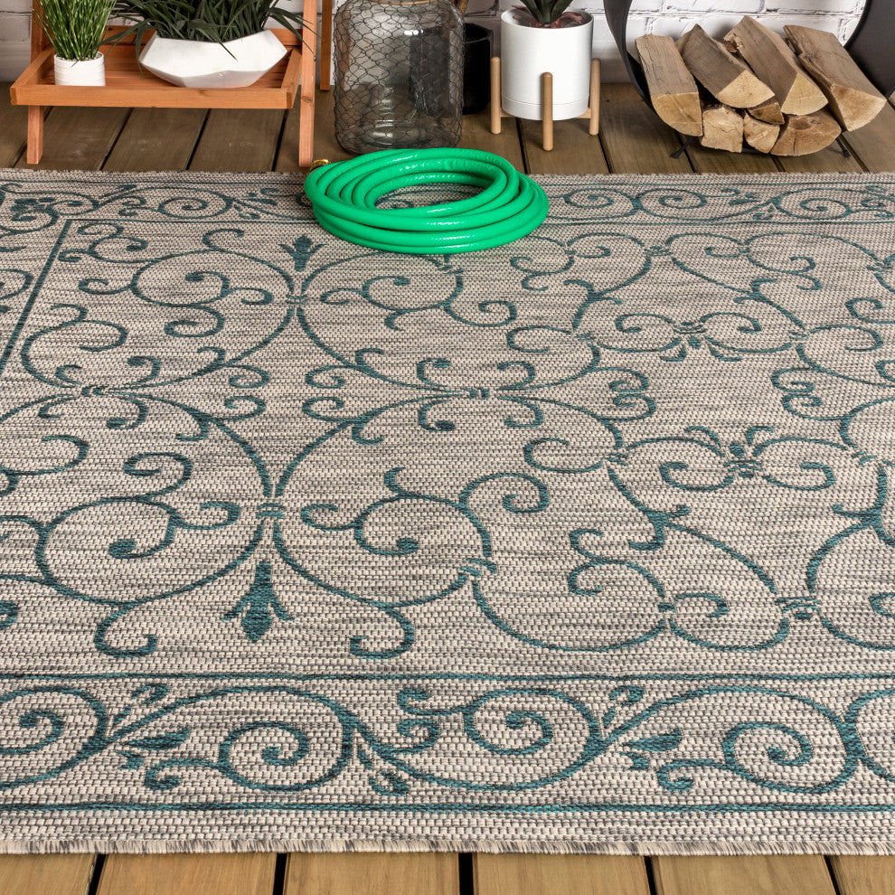 Charleston Vintage Filigree Textured Weave Indoor/Outdoor Area Rug