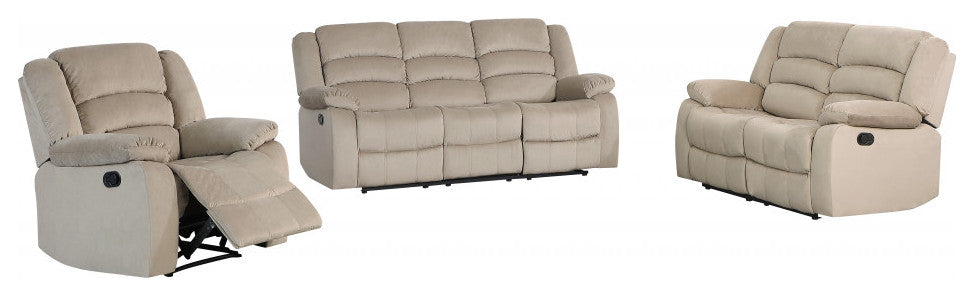 120" Contemporary Beige Fabric Sofa Set