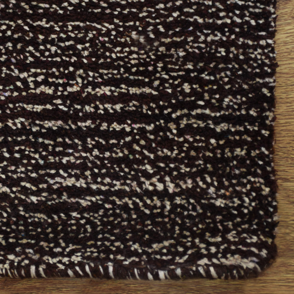 Hand Knotted Loom Silk Mix Area Rug Solid Brown White