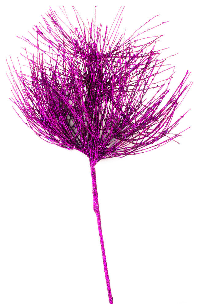 25" Purple Glittered Spray Branch Pick