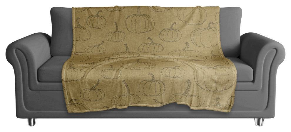 Mustard Yellow Pumpkin Pattern 50x60 Coral Fleece Blanket