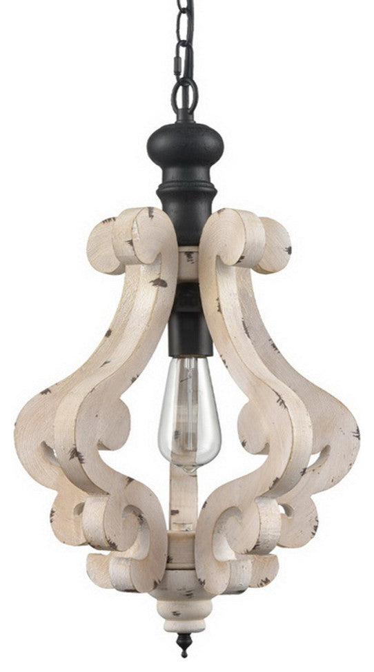 Distressing White Finish Farmhouse Wooden Pendant Light