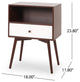 Alexis Mid-Century Modern Side Table, Brown and White