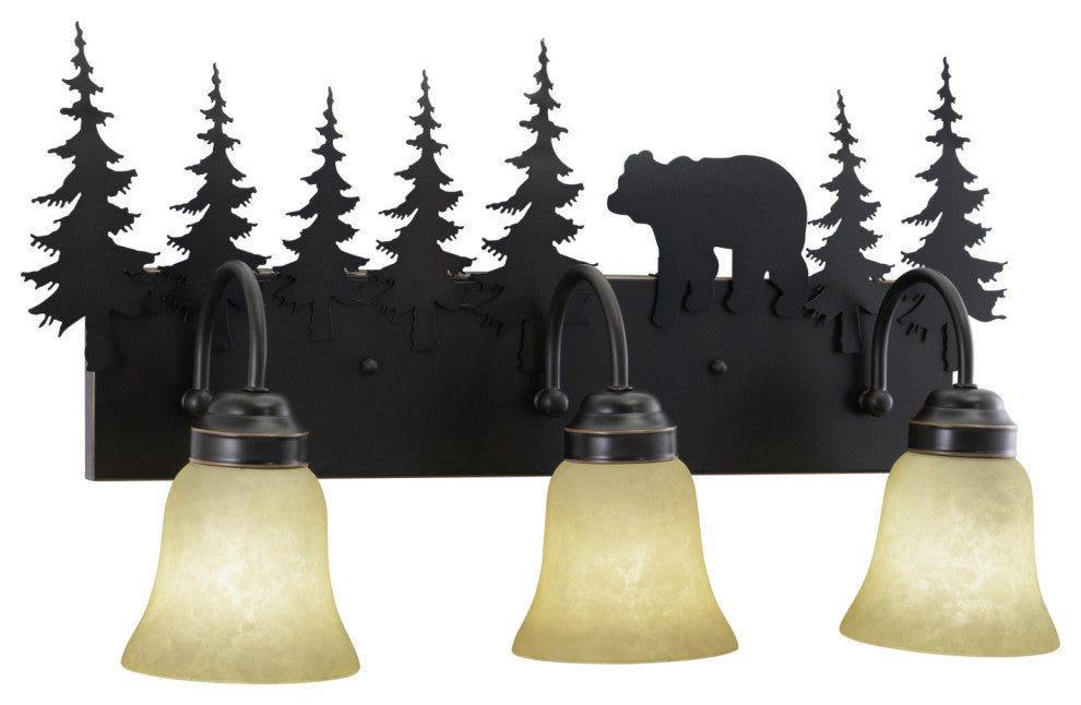 Bryce Bronze Rustic Bathroom Wall Fixture, Bear, 3-Light