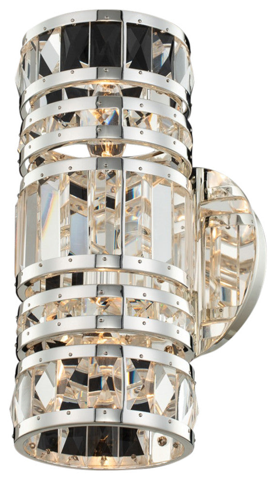 2 Light Contemporary Sconce by Allegri, Polished Silver, 15"
