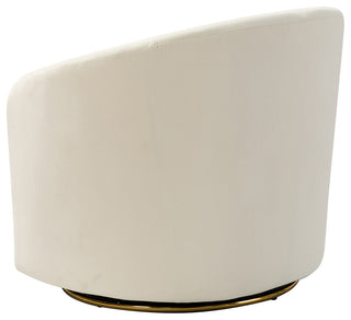 Upholstered Accent Comfy Swivel Chair With Metal Base, Ivory