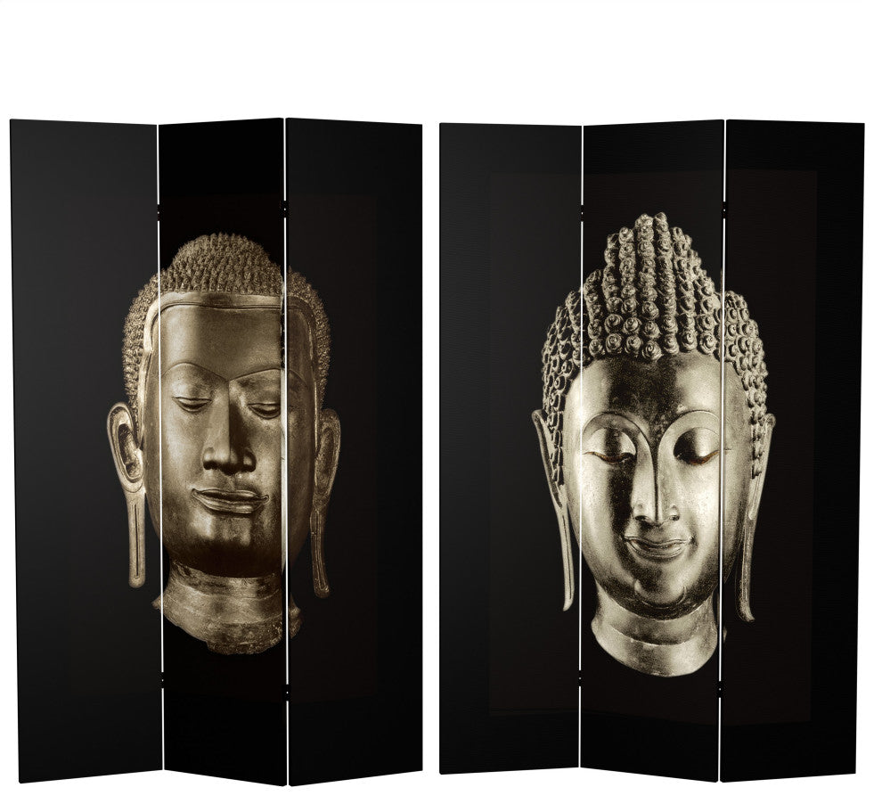 6'' Tall Double Sided Buddha Canvas Room Divider