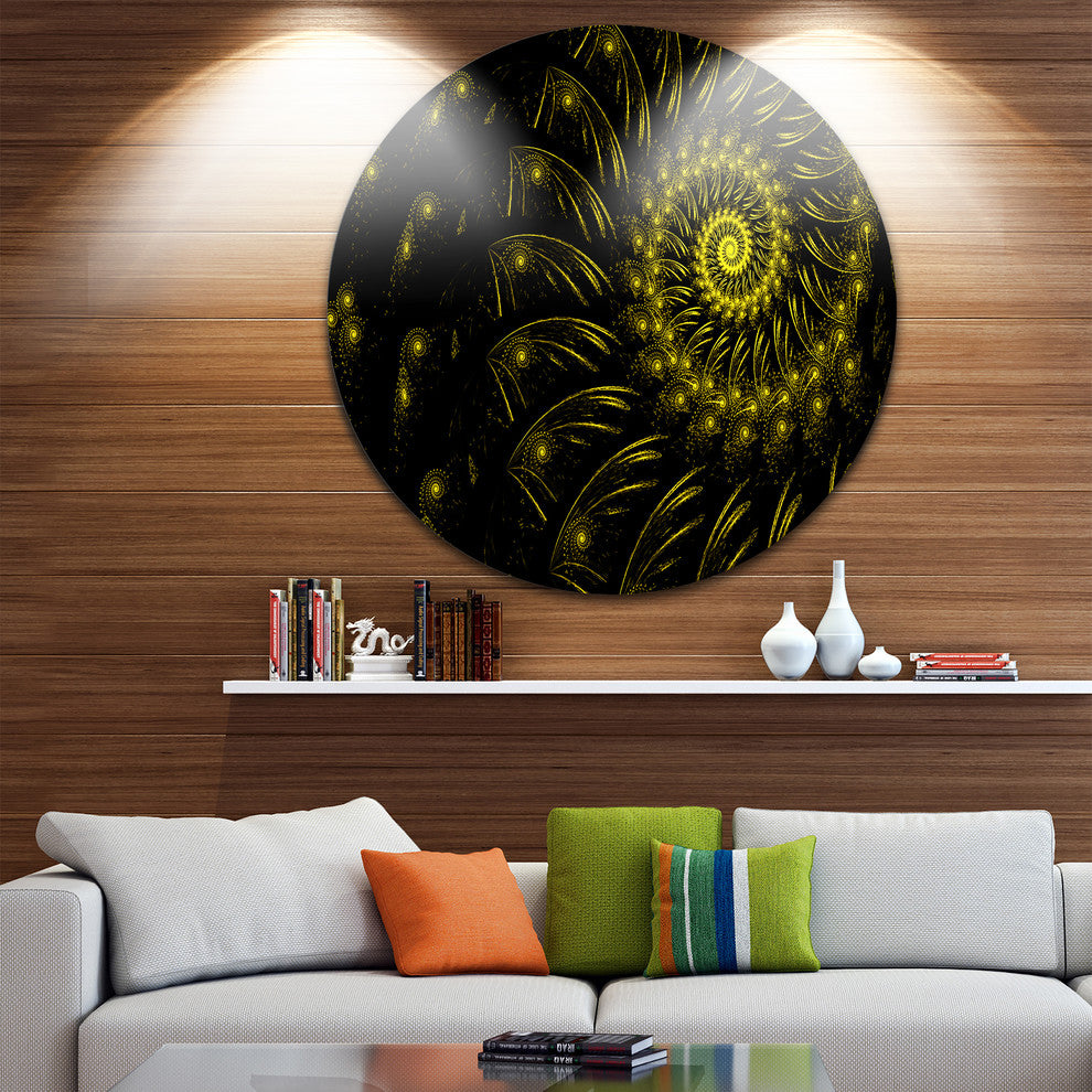 Endless Spiral Snail Yellow, Abstract Digital Disc Metal Wall Art, 11"