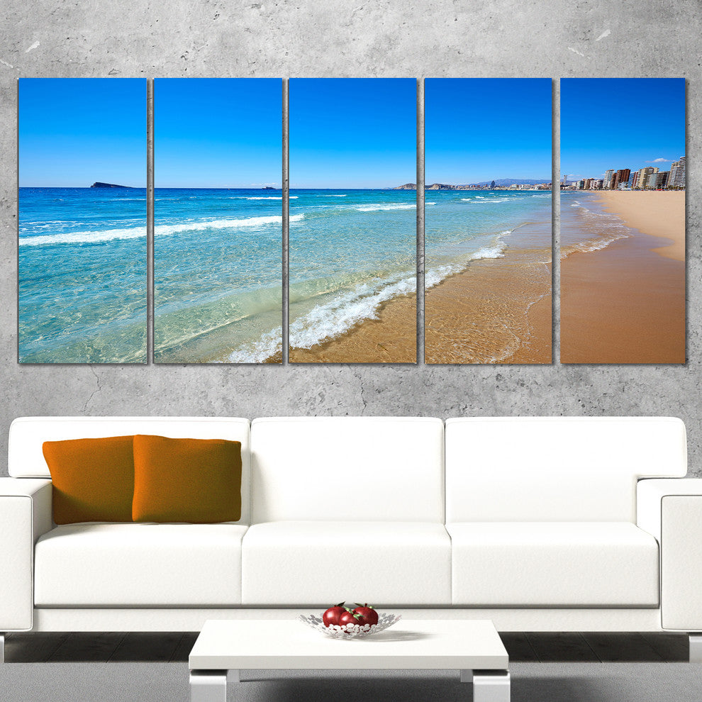 "Benidorm Poniente Beach Waves" Canvas Print, 5 Panels