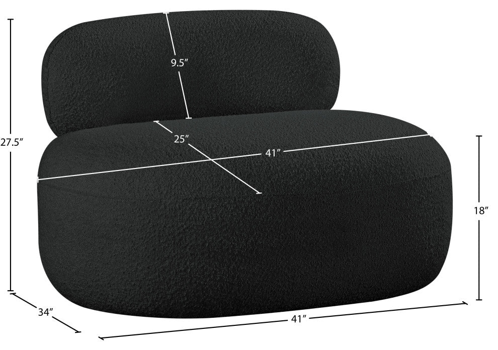 Venti Black Boucle Fabric Upholstered Set, Black, Chair