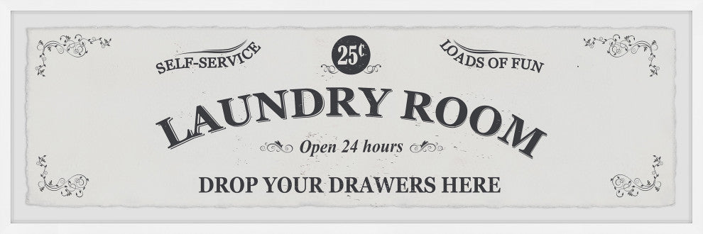 "Self-Service Laundry Room" Framed Painting Print, 45x15