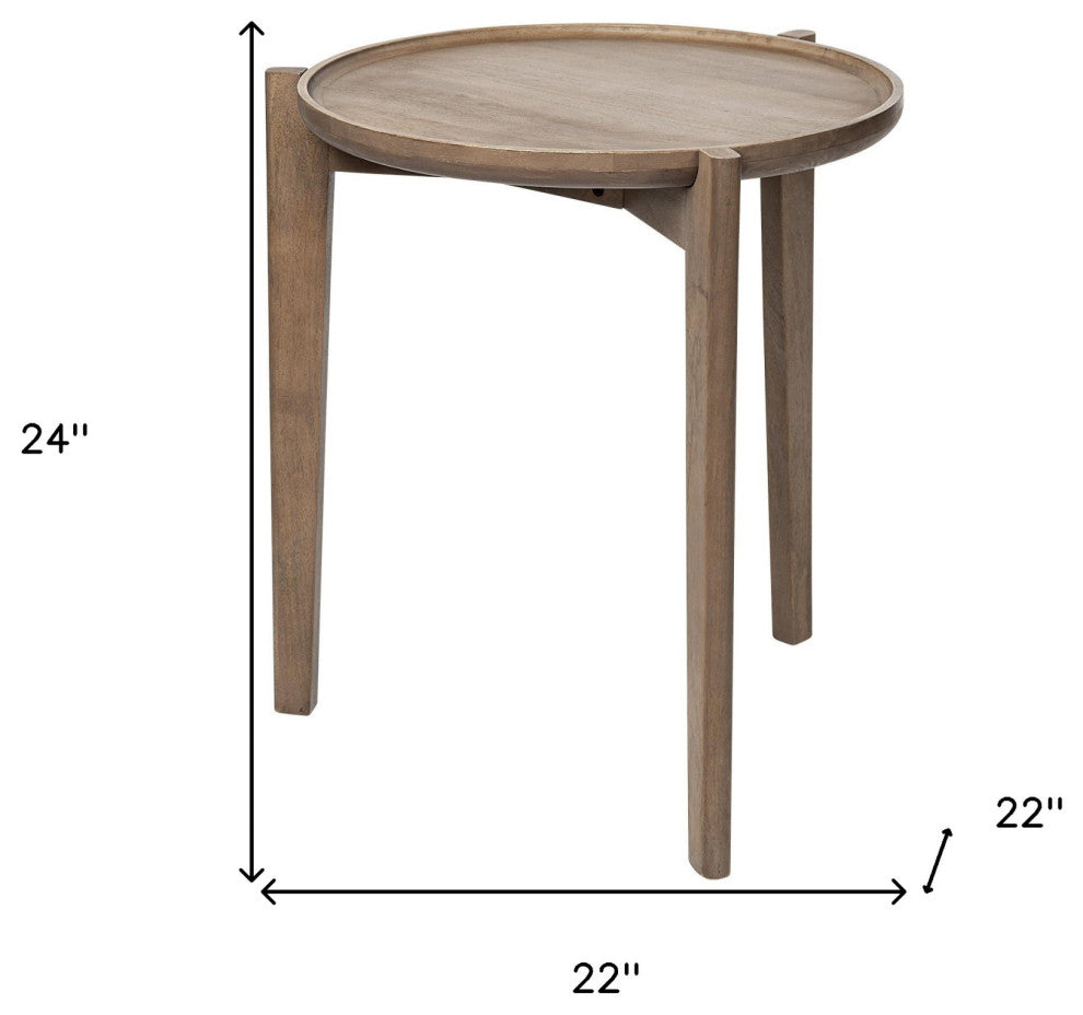 24" Brown Round End Table