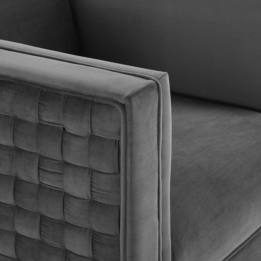 Armchair Accent Chair, Velvet, Dark Gray, Modern, Living Lounge Hospitality