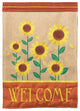 Sunflowers Welcome Flag, Burlap, Large