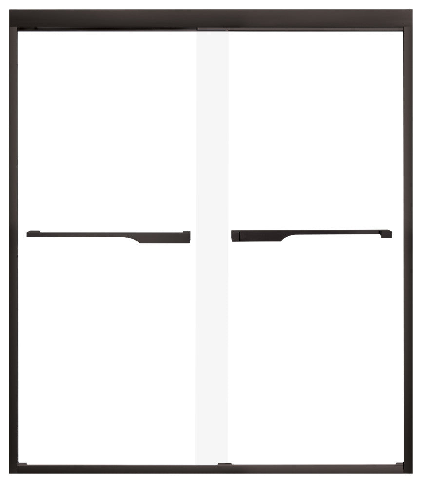 Frederick 59 in. W x 70 in. H Shower Door in Matte Black with Clear Glass