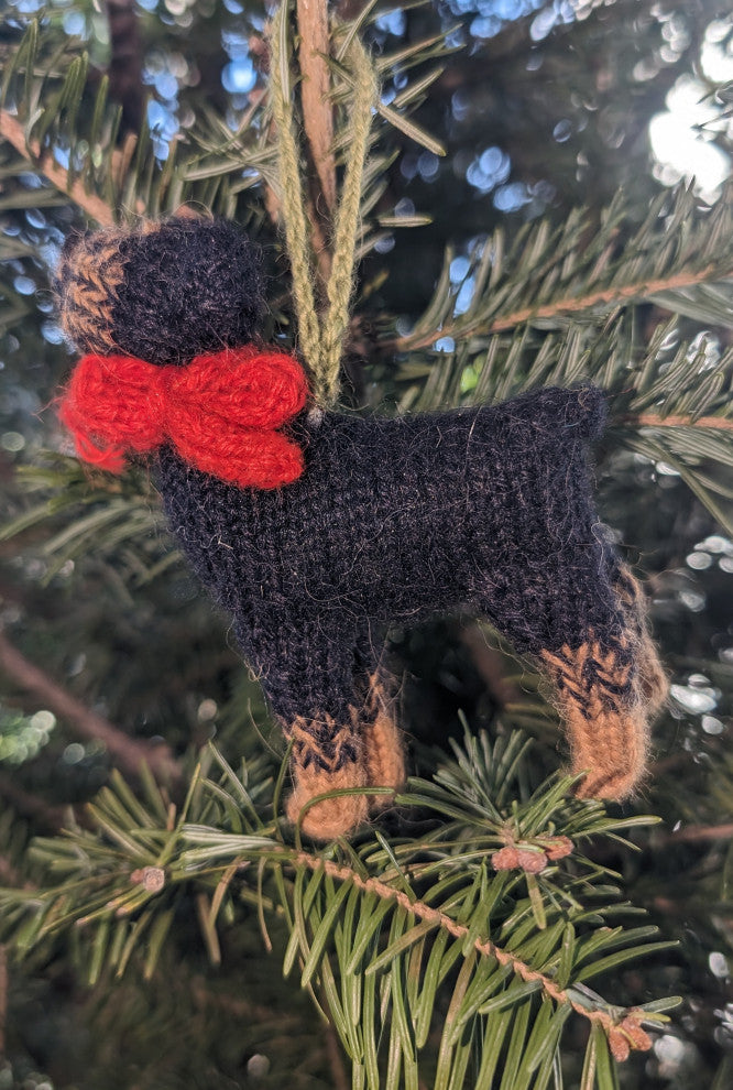 Hand-Knit Rottweiler Christmas Ornament