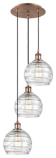 Athens Multi-Pendant, Antique Copper, Clear Deco Swirl