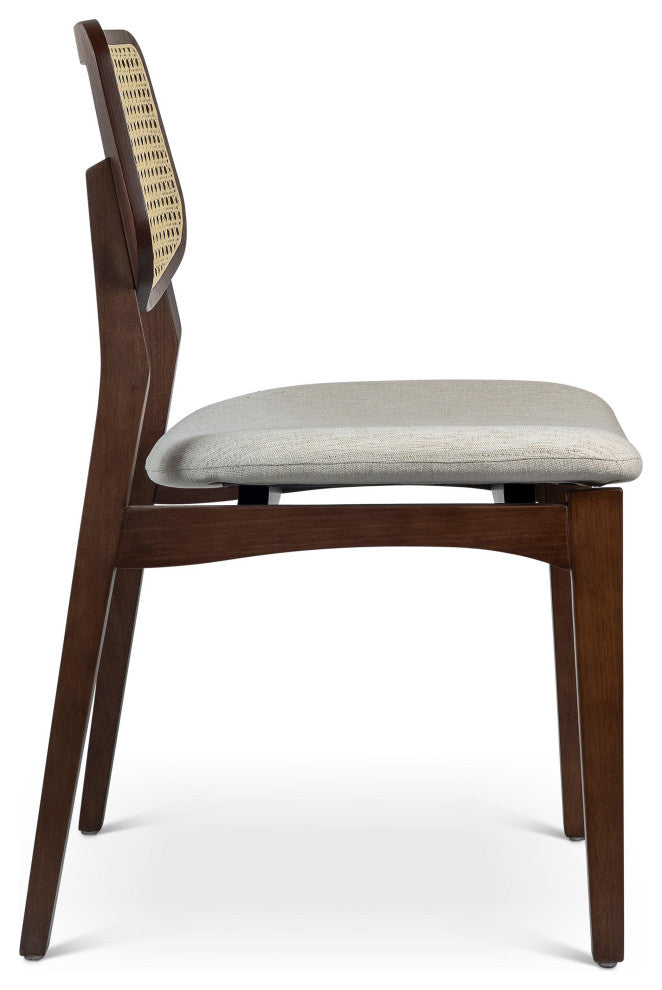 Modern Brazilian, Beth, Cane Side Chair, Nogal/Natural/Medley Ivory
