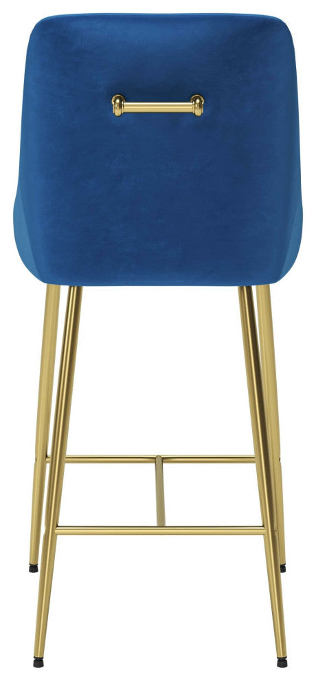 Counter Stool Chair, Steel Metal, Fabric, Navy, Gold, Bar Kitchen Cafe Bistro